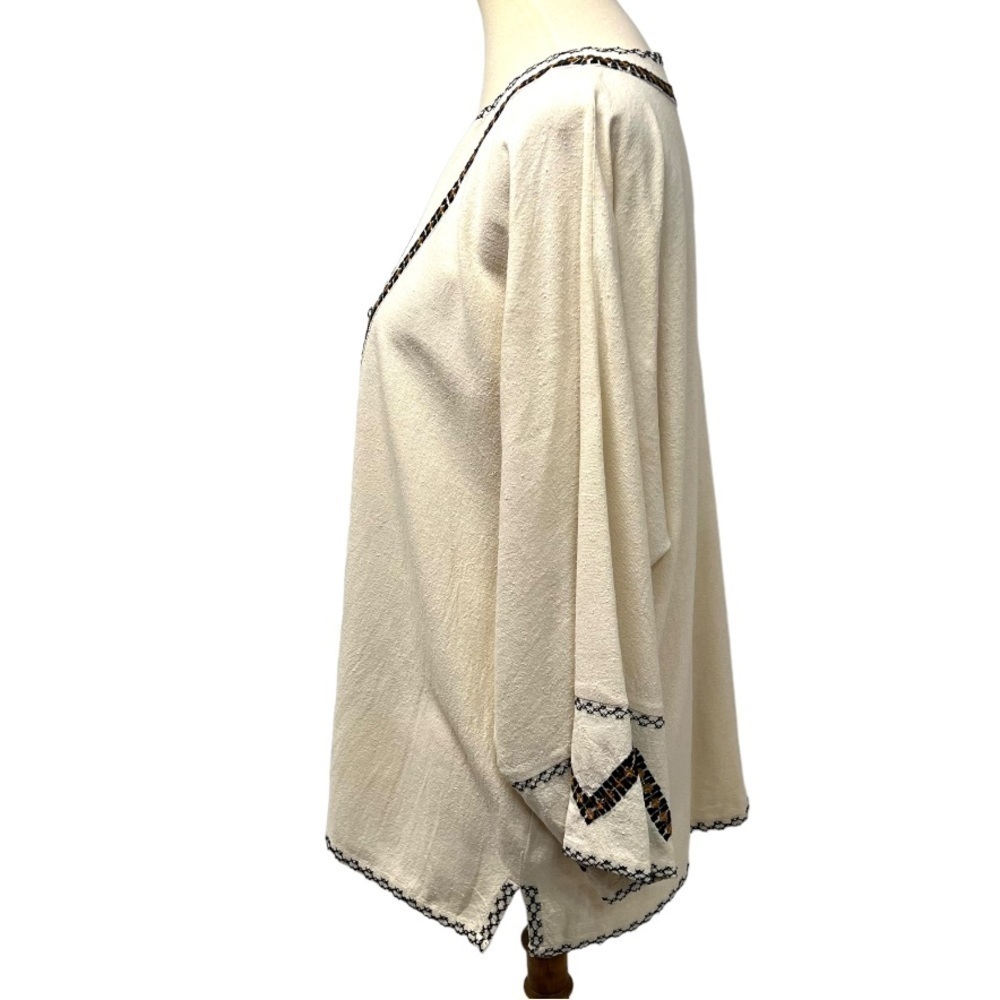 Ulla Johnson Silk Cream Embroidered Split Neck Peasant Top Women’s 8 - Picture 4 of 10